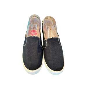 Roxy Black canvas moccasin sneaker slip on shoes sz 9.5